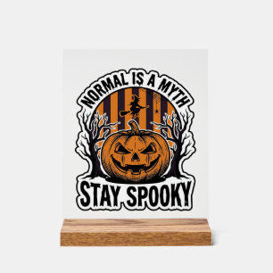 Spooky Pumpkin Witch Vintage Engraving Halloween S Acrylic Sign