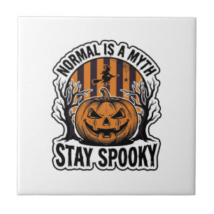 Spooky Pumpkin Witch Vintage Engraving Halloween S Ceramic Tile