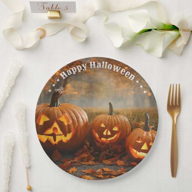 Spooky Pumpkins Family Collection Paper Plate (Wedding)