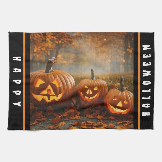 Spooky Pumpkins Family Collection Tea Towel (Horizontal)