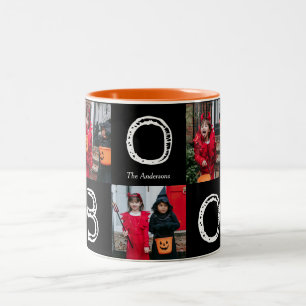 Spooky Pumpkins Halloween Family Photo Collage Two-Tone Coffee Mug
