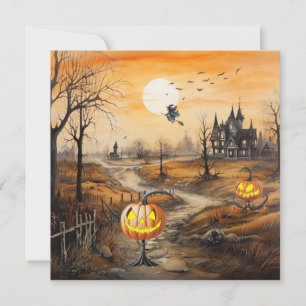 Spooky Pumpkins Halloween Holiday Card