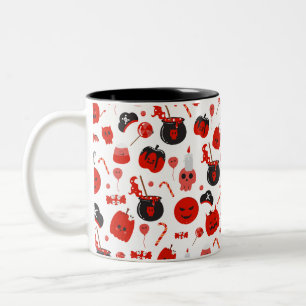Spooky pumpkins Halloween Two-Tone Coffee Mug