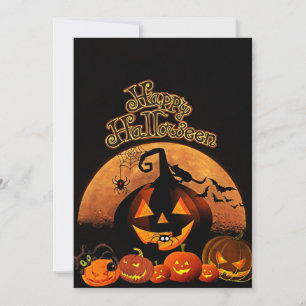 Spooky Pumpkins   Happy Halloween Holiday Card