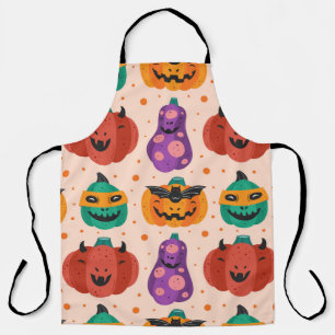 Spooky pumpkins in scary costumes. Happy Halloween Apron
