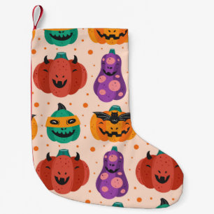 Spooky pumpkins in scary costumes. Happy Halloween Small Christmas Stocking