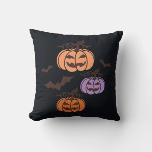 Spooky Pumpkins Trio Halloween Jack-o’Lantern Cushion