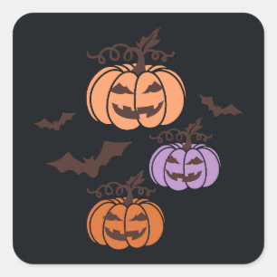 Spooky Pumpkins Trio Halloween Jack-o’Lantern Square Sticker