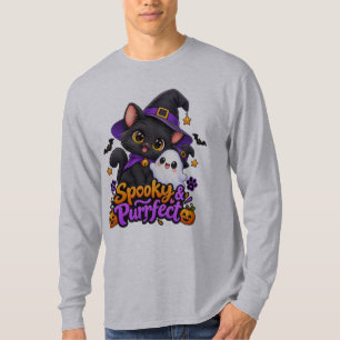 Spooky & Purrfect Halloween Black Cat Long Sleeve T-Shirt