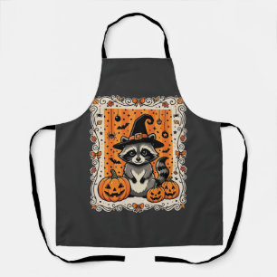 Spooky Racoon Halloween Pumpkin Design_1 Apron