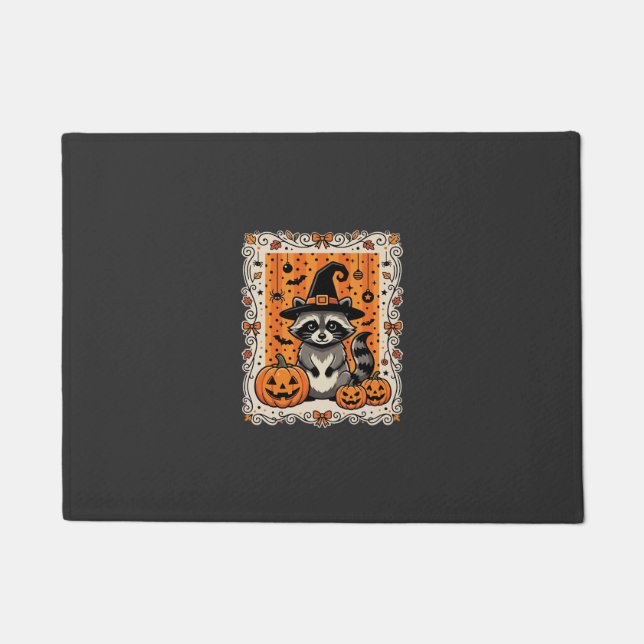 Spooky Racoon Halloween Pumpkin Design_1 Doormat (Front)