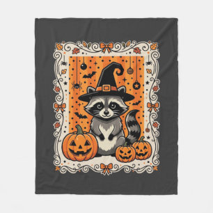 Spooky Racoon Halloween Pumpkin Design_1 Fleece Blanket