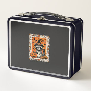 Spooky Racoon Halloween Pumpkin Design_1 Metal Lunch Box