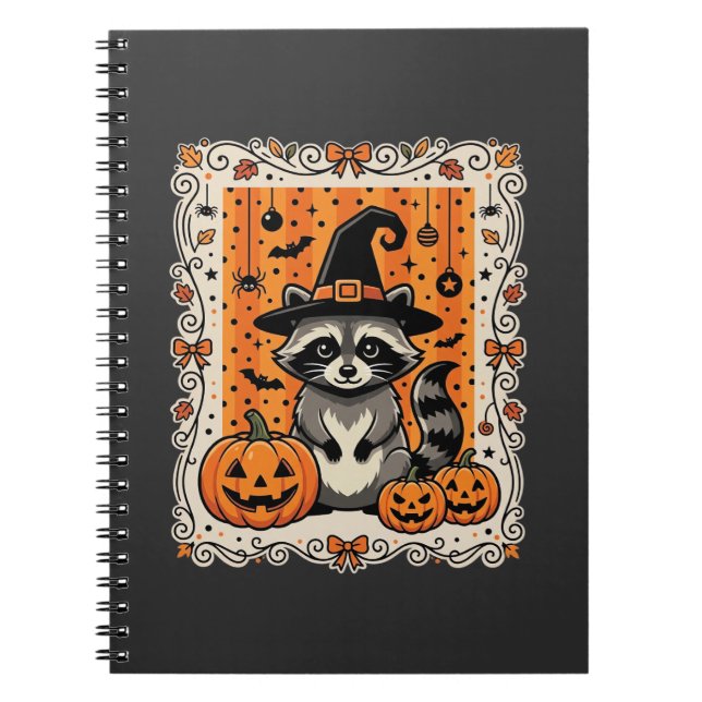 Spooky Racoon Halloween Pumpkin Design_1 Notebook (Front)