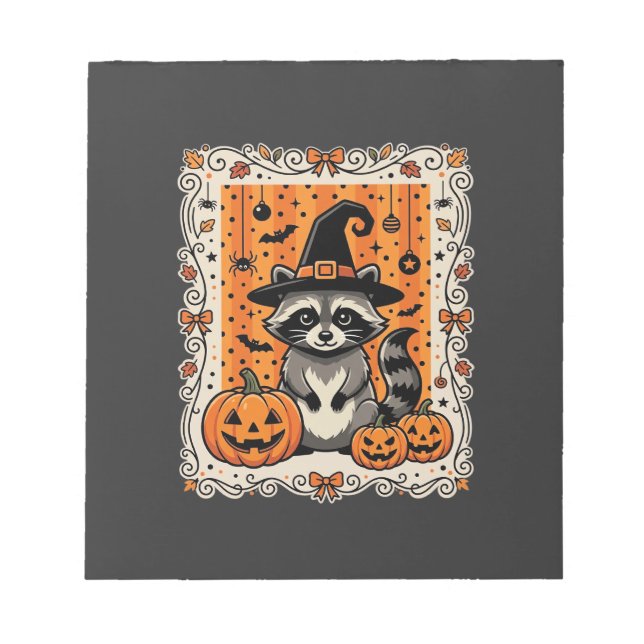 Spooky Racoon Halloween Pumpkin Design_1 Notepad (Front)