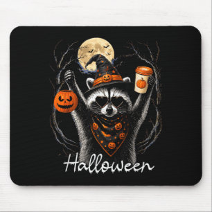 Spooky Racoon Here For The Boos Halloween Pumpkin Mouse Pad