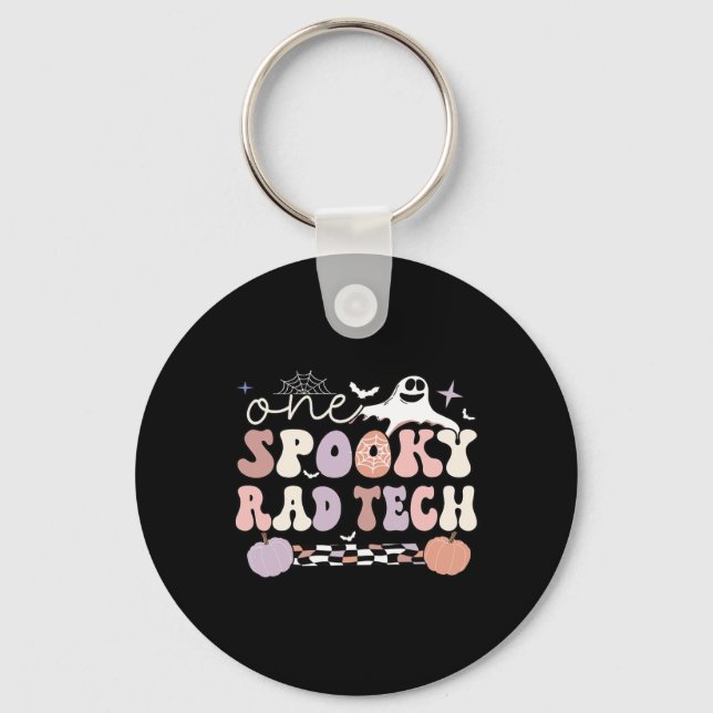 Spooky Radiology Tech Halloween Rad Technologist R Key Ring (Front)
