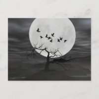 Spooky Ravens Flying Against the Full Moon