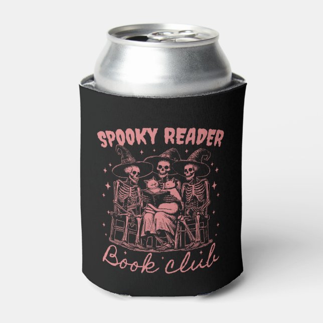 Spooky Reader Book Club D Red Can Cooler (Can Front)