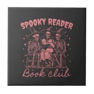 Spooky Reader Book Club D Red Ceramic Tile