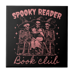 Spooky Reader Book Club D Red Ceramic Tile