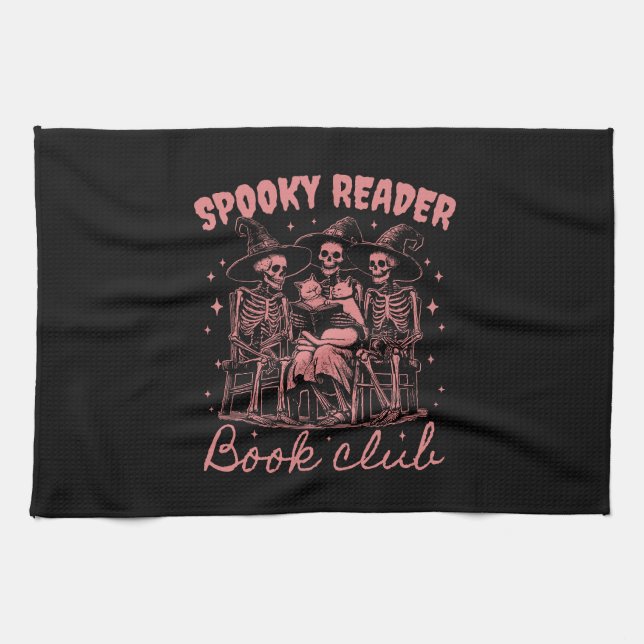 Spooky Reader Book Club D Red Tea Towel (Horizontal)