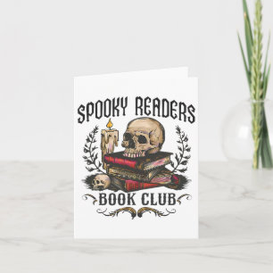 Spooky Readers Book Club Horror Skull Halloween  Card
