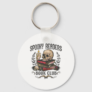 Spooky Readers Book Club Horror Skull Halloween Key Ring