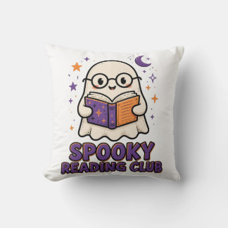 Spooky Reading Club Cute Ghost Reading Book Cushion