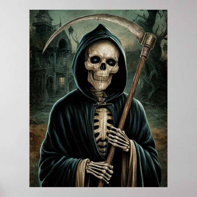 Spooky Reaper of Death With Scythe Poster (Front)
