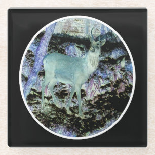 Spooky Red Deer Stag Glass Coaster