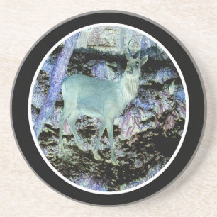 Spooky Red Deer Stag Sandstone Coaster