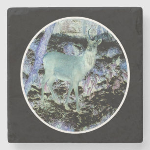 Spooky Red Deer Stag Stone Coaster