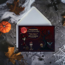 Spooky Red Moonlit Night Halloween Invitation