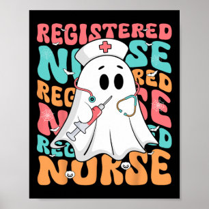 Spooky Registered Nurse Ghost Rn Funny Halloween C Poster
