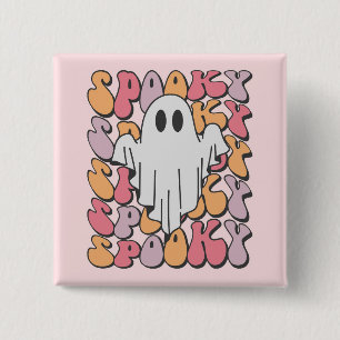 Spooky Retro Ghost 15 Cm Square Badge