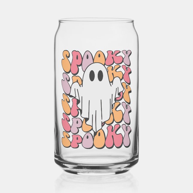 Spooky Retro Ghost Can Glass (Front)