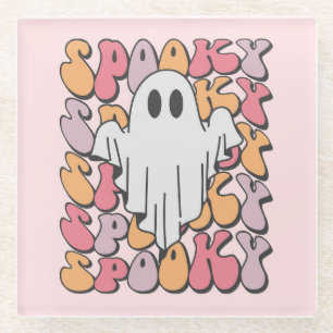 Spooky Retro Ghost Glass Coaster