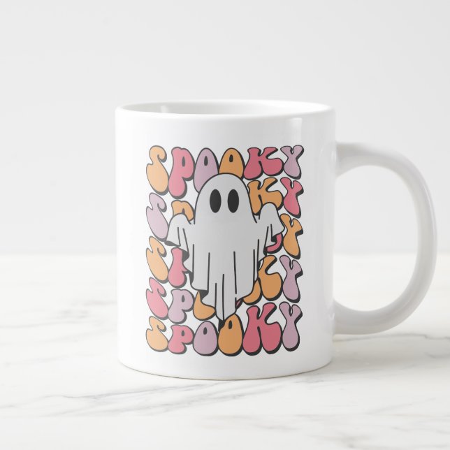 Spooky Retro Ghost Large Coffee Mug (Right)