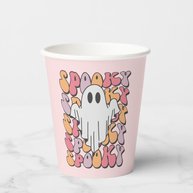 Spooky Retro Ghost Paper Cups (Front)