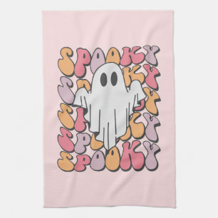 Spooky Retro Ghost Tea Towel