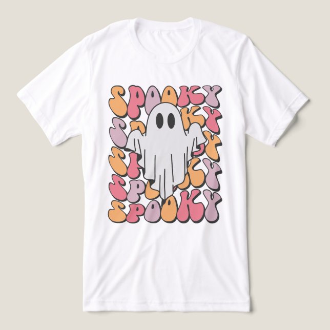 Spooky Retro Ghost Tri-Blend Shirt (Design Front)