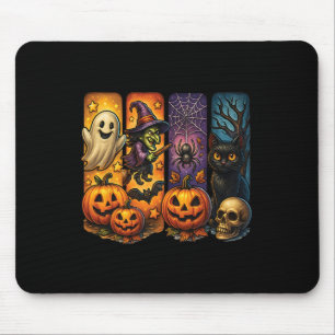 Spooky Retro Ghost Witch Funny Halloween Boys Kids Mouse Pad