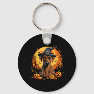 Spooky Rhodesian Ridgeback Dog Witch Halloween Key Ring