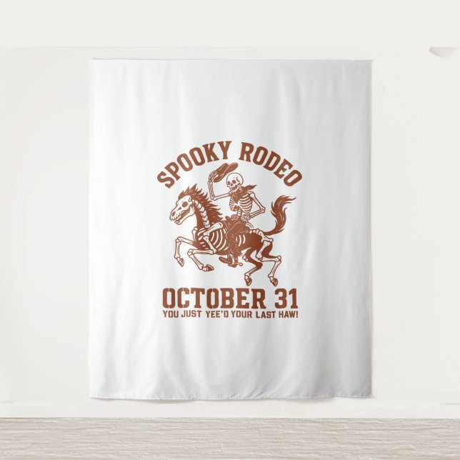 Spooky Rodeo Halloween October 31 Tapestry (Front)