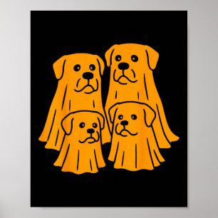 Spooky Rottweiler Halloween Ghost Family Funny Dog Poster