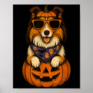 Spooky Rough Collie Pumpkin Halloween Dog Lover Poster