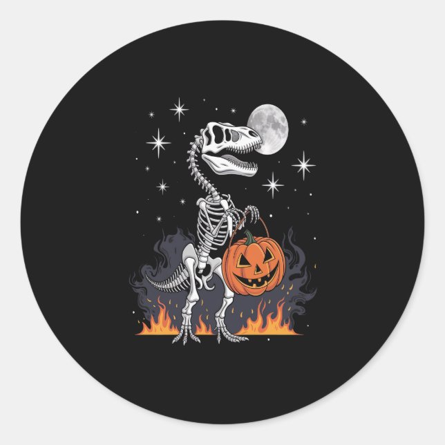 Spooky Saurus Halloween Dinosaur Classic Round Sticker (Front)