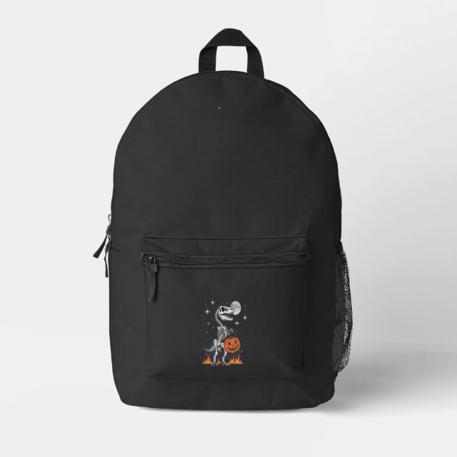 Spooky Saurus Halloween Dinosaur Printed Backpack (Front)