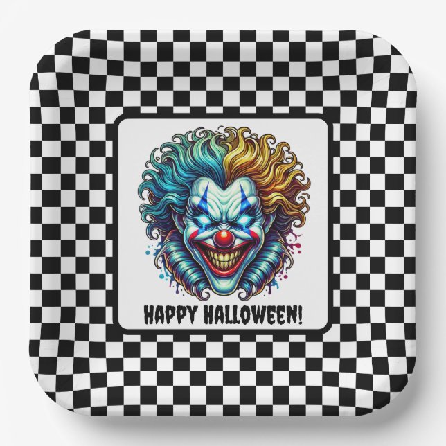 Spooky Scary Circus Clown Halloween Paper Plate (Front)